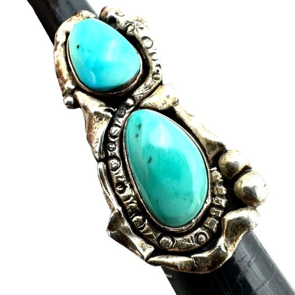 Vintage Native American Womens Mens Ring Sterling Silver Turquoise Snake HUGE - Picture 9 of 9